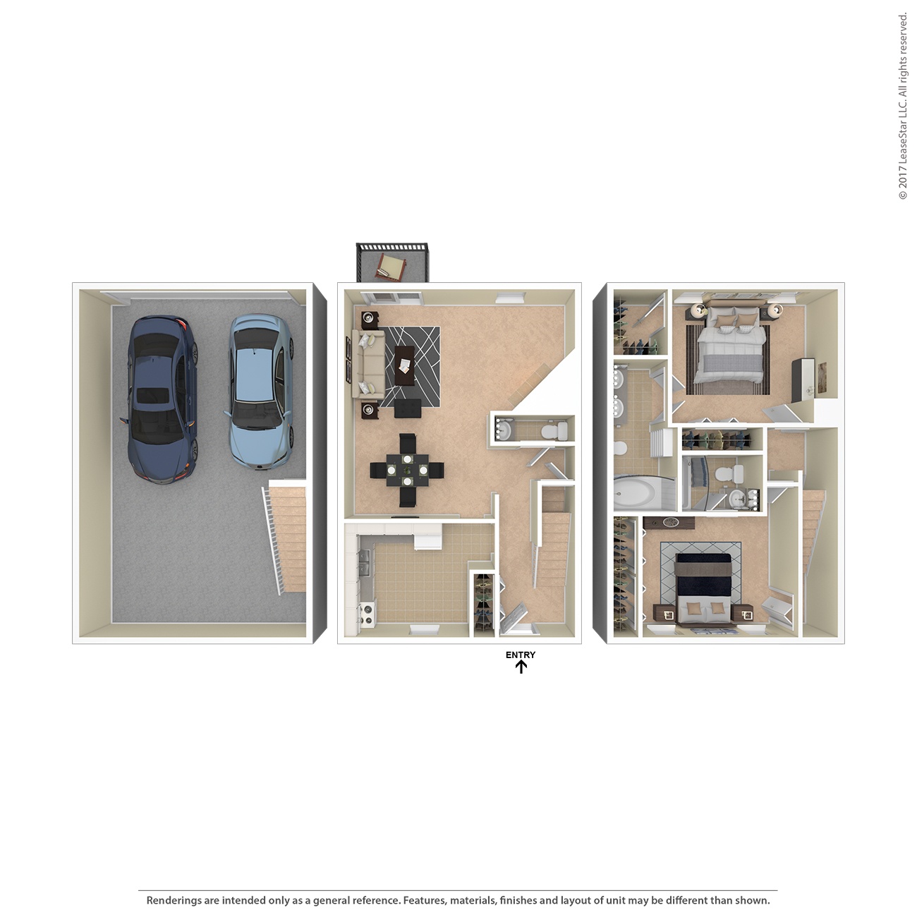 A floor plan of a house with a garage
